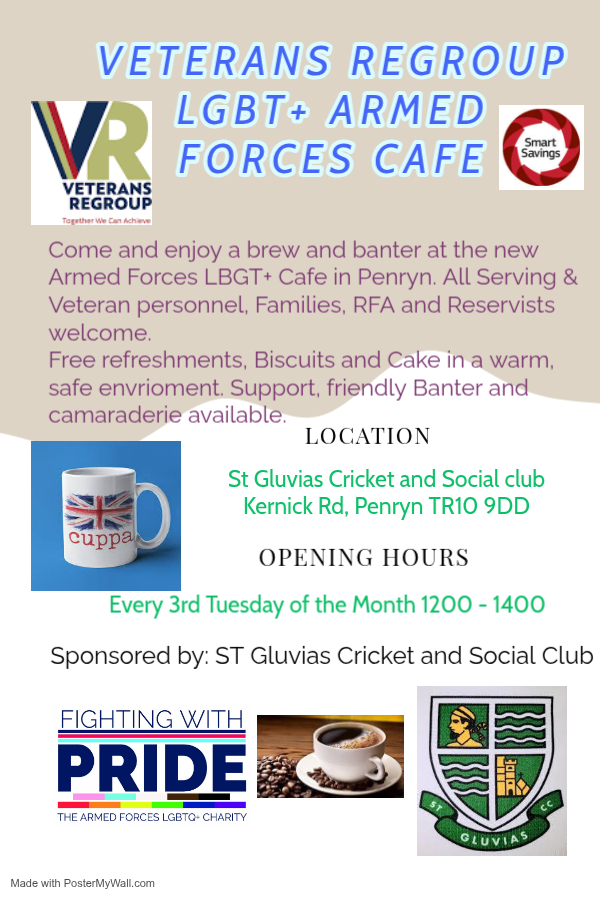 LGBT+ Armed Forces cafe in Cornwall -Apr 2026