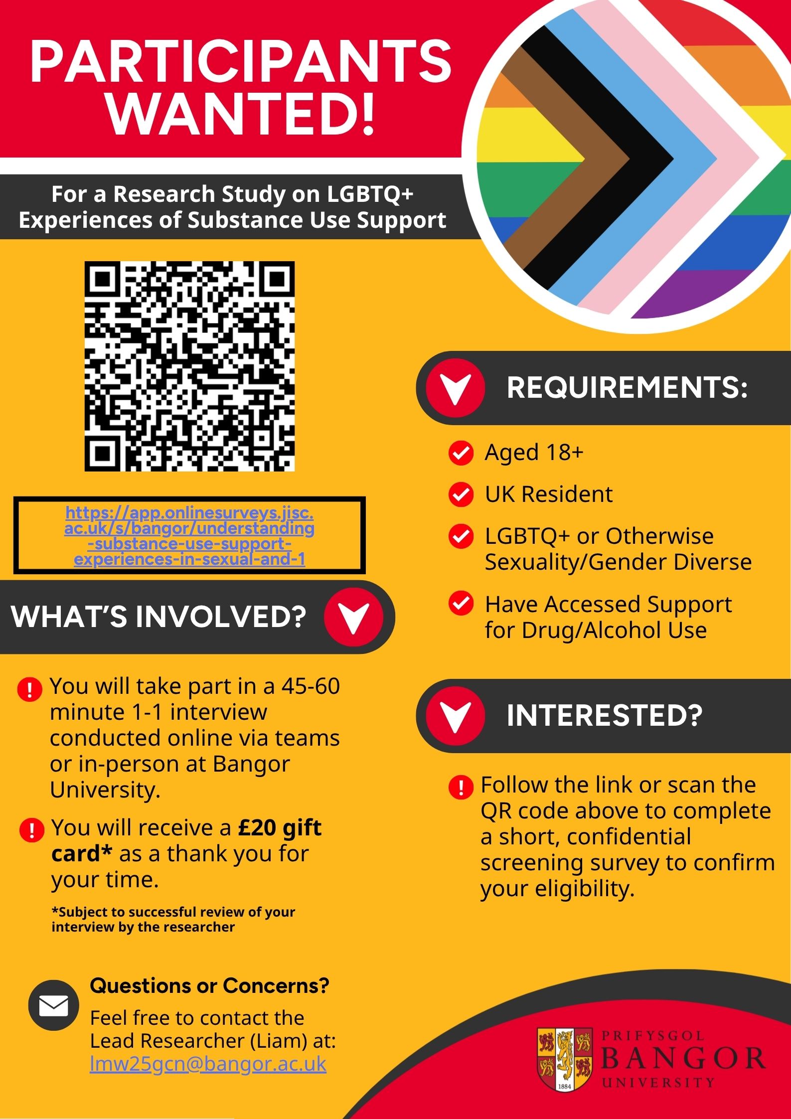 Bangor University Study – LGBTQ+ Experiences of Substance Use Support